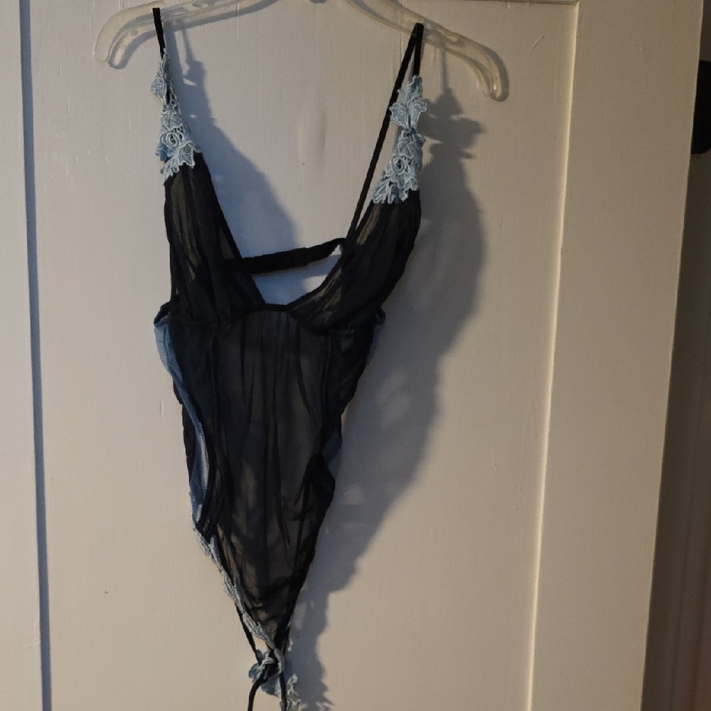 Leg Avenue Black and Blue Sheer Chemise